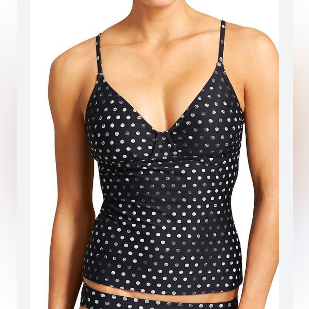 Athleta Dot Leila Tankini top 36B/C and skirted bottom M, black dot​​